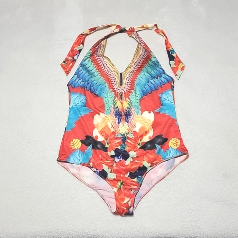 Tropical halter one piece